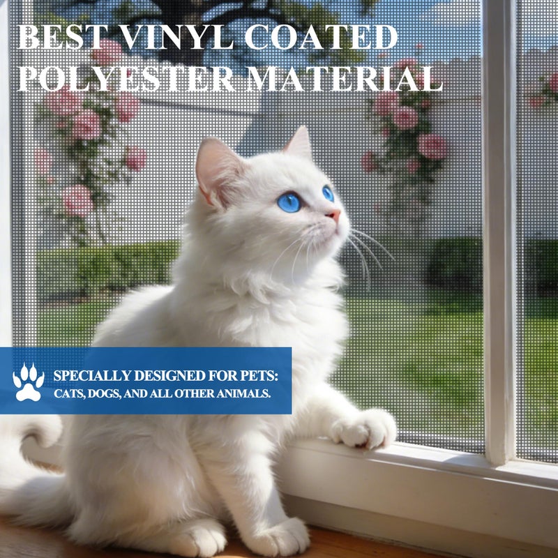 MAGZO Pet Proof Window&Door Screen Replacement Mesh, 48" W x 99" L, Best Vinyl Coated Polyester Dog Cat Resistant Heavy Duty, Net Netting Curtain Wire Roll Repair Kit for Patio/Porch/Sliding, Black - Image 4